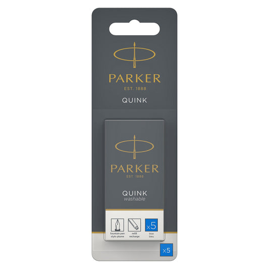 Parker Quink Washable Blue Ink Cartridges (Pack of 5)