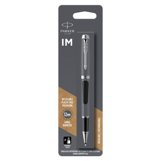 Parker IM Black Lacquer Chrome Trim Rollerball Pen