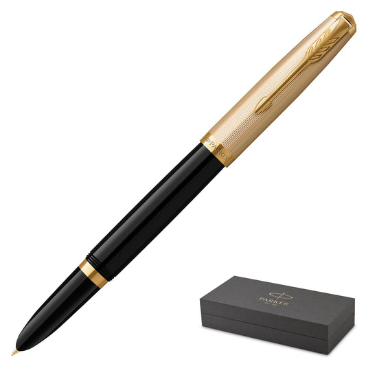 Parker 51 Deluxe Black Gold Trim Fountain Pen