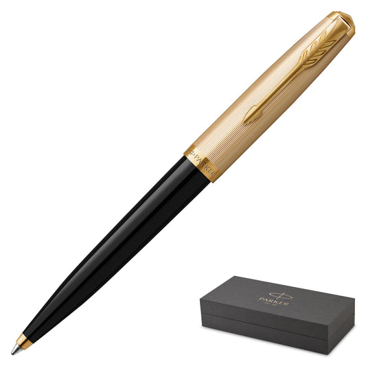 Parker 51 Deluxe Black Gold Trim Ballpoint Pen