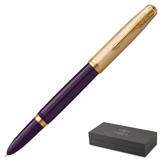 Parker 51 Deluxe Plum Gold Trim Fountain Pen