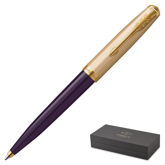 Parker 51 Deluxe Plum Gold Trim Ballpoint Pen