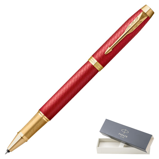 Parker IM Premium Red Gold Trim Rollerball Pen