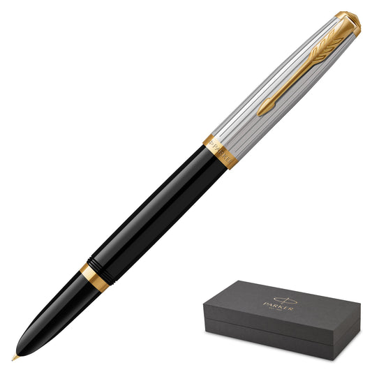 Parker 51 Premium Black Gold Trim Fountain Pen