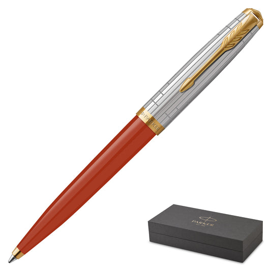 Parker 51 Premium Rage Red Gold Trim Ballpoint Pen