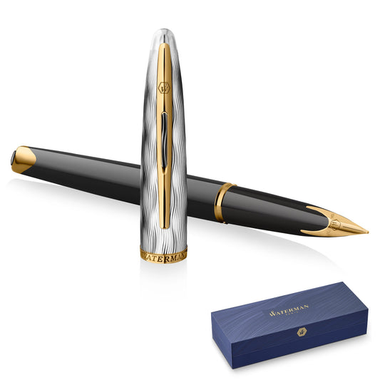 Waterman Carène 24K Deluxe Black GT Fountain Pen Fine Nib