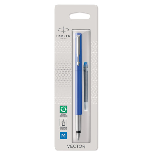 Parker Vector Fountain Pen Blue Medium Nib