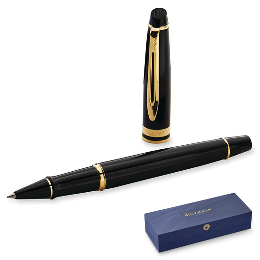 Waterman Expert Black Gold Trim Rollerball